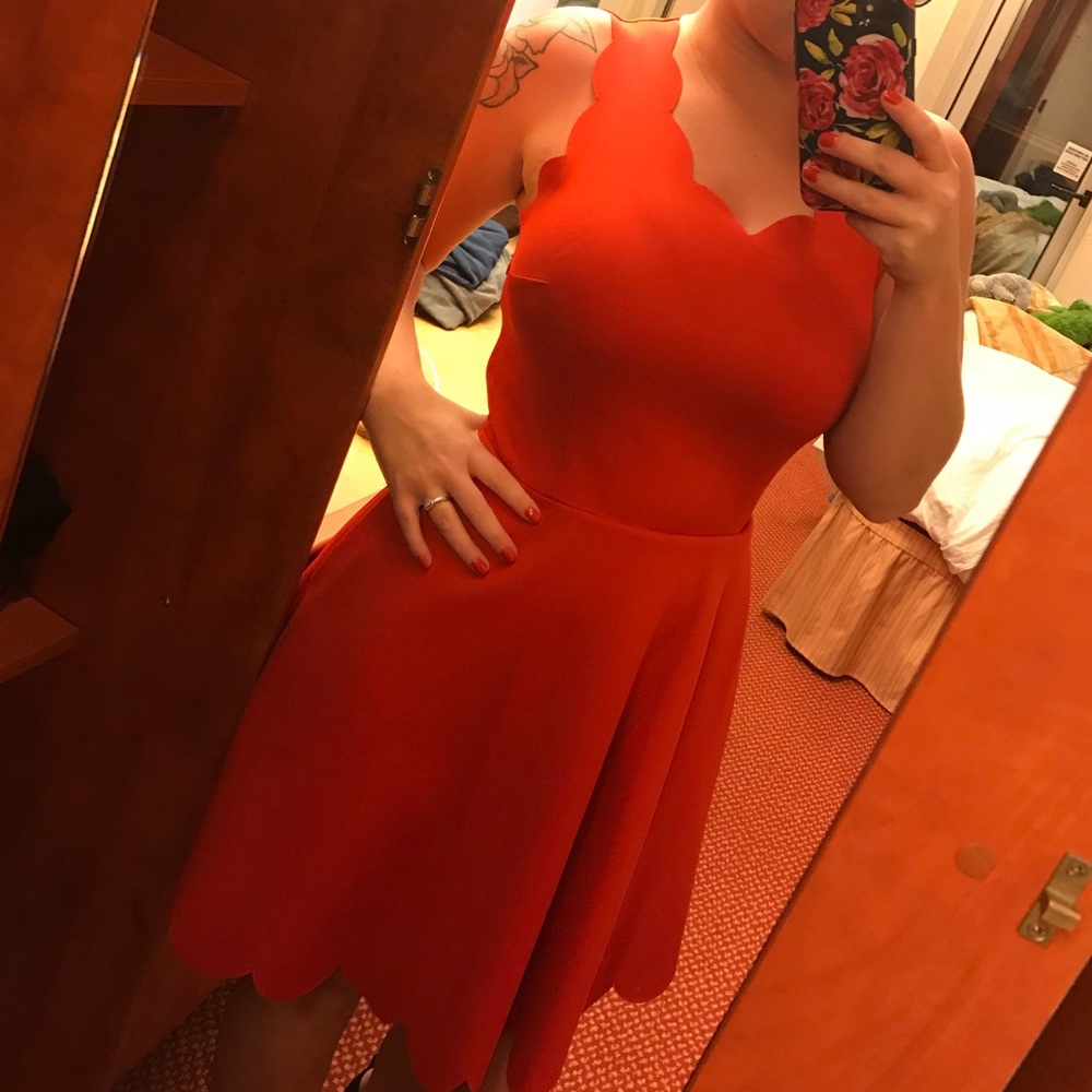 Red dress with pockets